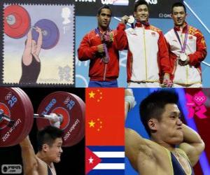yapboz Podyum Halter-Erkekler 77 kg, Lu Xiaojun, Wu Jingbao (Çin) ve Iván Rodríguez (Küba) - Londra 2012 - değiştirme